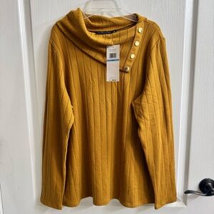 Rafaella Golden Cowl Neck Sweater with Button Accents